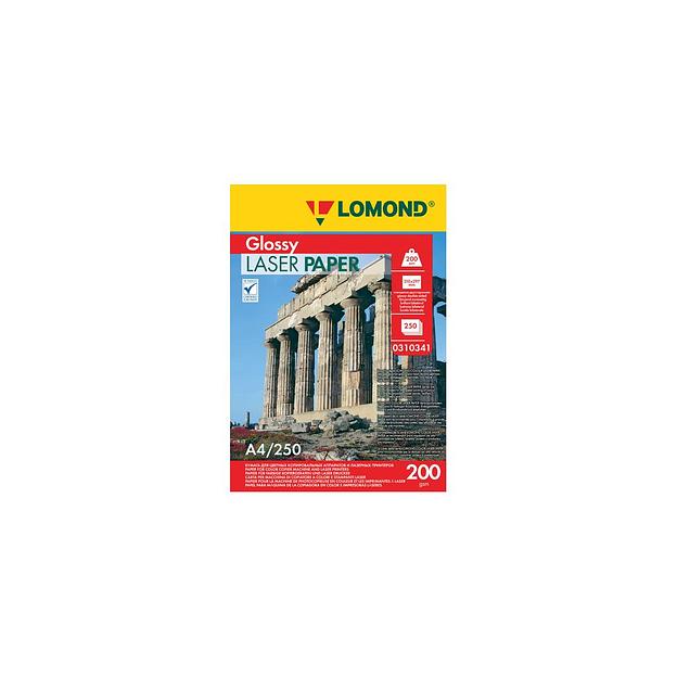 Бумага Lomond A4, для лазерной печати, 250л, 200г/м2, белый, покрытие глянцевое /глянцевое [0310341] фото 1