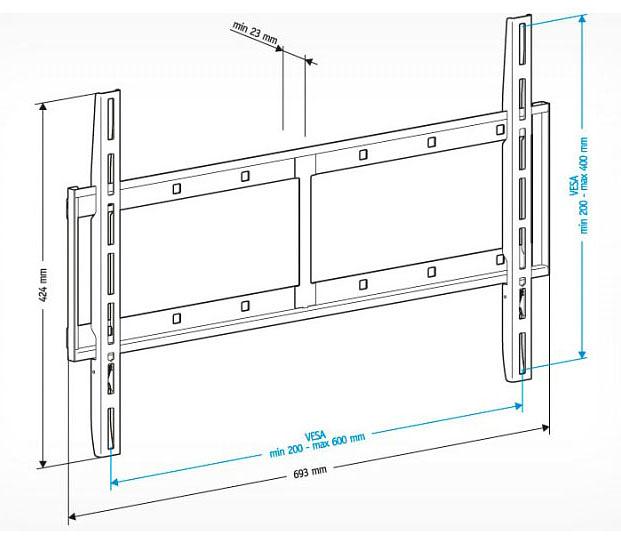 Кронштейн для телевизора Holder LCD-F6607 черный 42"-65" макс.60кг настенный фиксированный фото 2