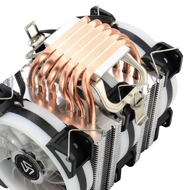 Кулер для процессора Alseye GH906, х3x92мммм, 700~2000rpm, 4-pin, Al+Cu, серебристый/RGB, 38CFM, 21дБ, 6-PIPE, INTEL 1200/115x/2011/2066/1366, AMD AM5/AM4 (AS.01.06.0001) фото 3