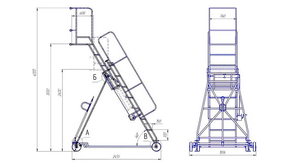 Авиационная стремянка СА-3/8-10Б-Н1-М7 фото 1