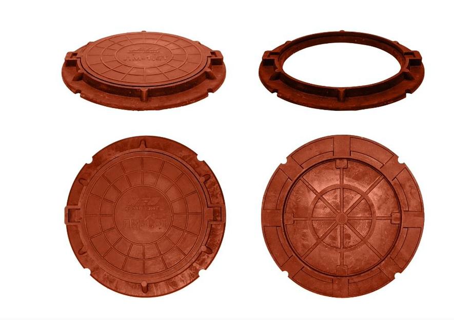 Люк канализационный ЛМ d-580 красный фото 5