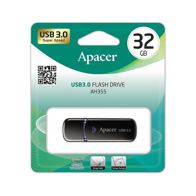 USB Флэш  Apacer  AH355  AP32GAH355B-1  32GB  USB 3.1  Чёрный фото 2