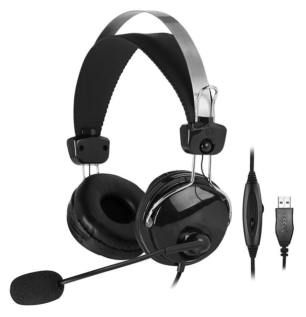 Наушники с микрофоном A4Tech HU-7P черный 2м накладные USB оголовье фото 2