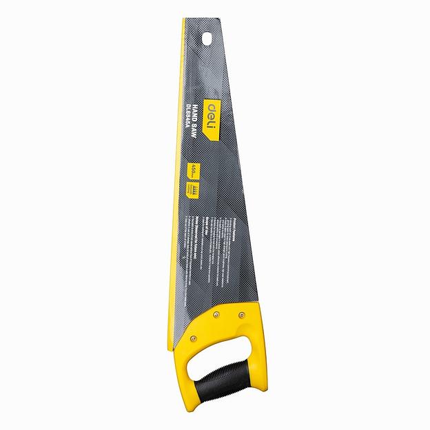 Ножовка по дереву Deli DL6845A 450мм, сталь 65Mn, шлифовка зубцов с 3-х сторон, рукоять из двухкомпонентного противоударного пластика фото 1