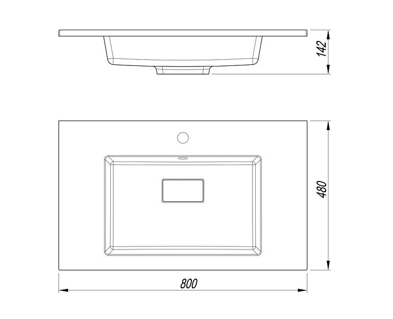 Раковина для ванной полувстраиваемая Uperwood Lagoon 80 см, прямоугольная, белая фото 3