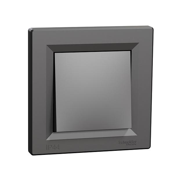 Выключатель одноклавишный SE EPH0100271 Asfora 10AX IP44 в сборе антрацит фото 1