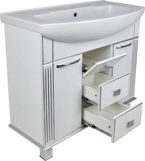 Тумба Аттика 85 DORATIZ 9912.321, белая патина серебро, под умывальник фото 4