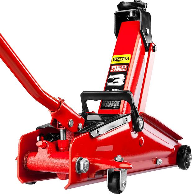 STAYER R-33 RED FORCE, 3 т, 135 - 400 мм, подкатной домкрат с увеличенным подъемом, Professional (43154-3) фото 3