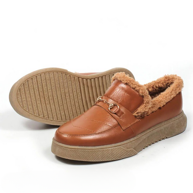 Слипоны утеплённые TAIS из натуральной кожи, арт.MT456 рыжий ОПТ фото 7