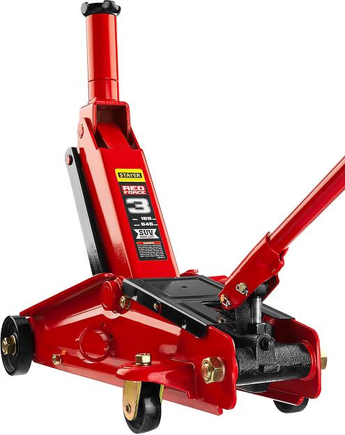 STAYER R-55 RED FORCE, 3 т, 155 - 545 мм, подкатной домкрат с высоким подъемом, Professional (43157-3) фото 3