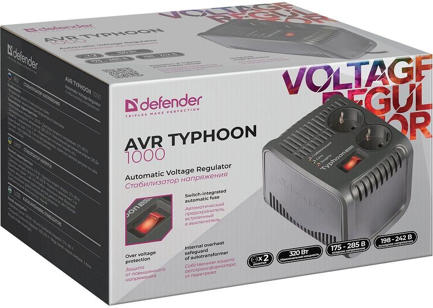 Стабилизатор напряжения Defender AVR Typhoon 1000 320Вт 1000ВА черный фото 3