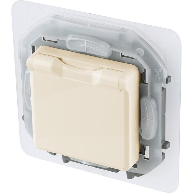 Legrand 673741 Розетка 2К+З IP 44 с откидной крышкой и шторками - немецкий стандарт - 16 А - 250 В~ - INSPIRIA - слоновая кость фото 3