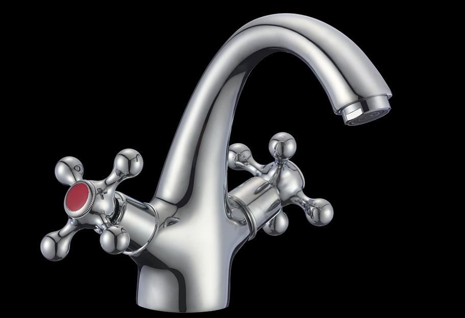 Смеситель для умывальника двуручный "Eleanti" с гибкой подводкой, ELT1010 фото 1