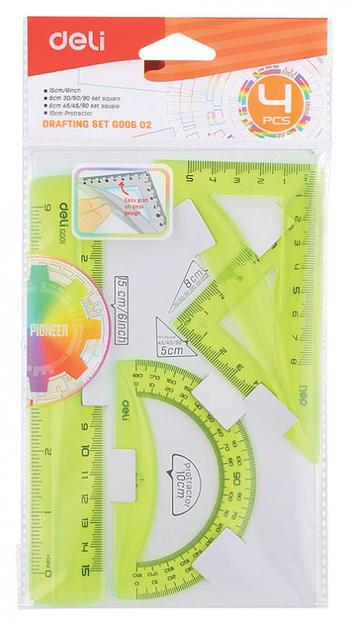 Набор для чертежей Deli EG00602 корпус ассорти в компл.:линейка 15см/прямоуг.2шт фото 8