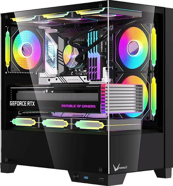 Корпус Formula Crystal Z1M Plus FR черный без БП mATX 5x120mm 2xUSB3.0 1xUSB3.1 audio bott PSU фото 2