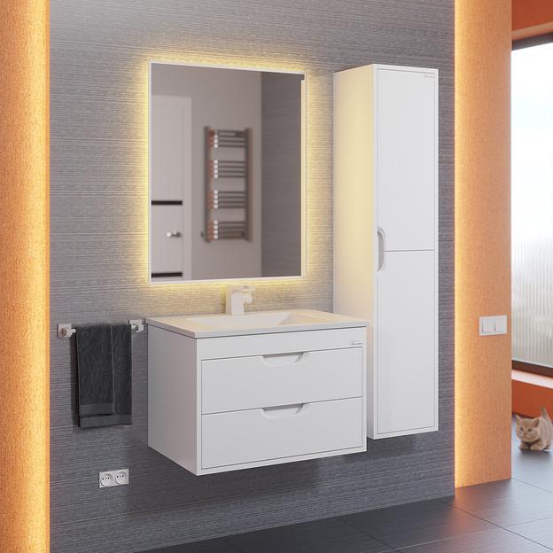 Тумба с раковиной для ванной Uperwood Modul 65 см, подвесная, глянцевая, белая  фото 5