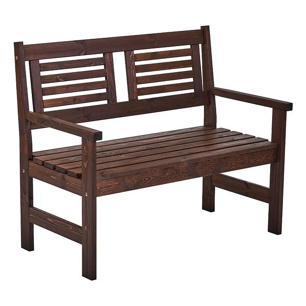 Скамья деревянная для сада и дачи, для 2-х человек Хольмен тёмно-коричневая ОПТ фото 9