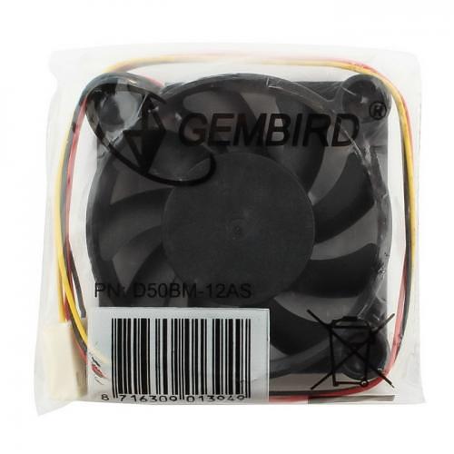 Вентилятор Gembird D50BM-12AS 50x50x10, подшипник, 3 pin, провод 25 см {400} фото 3