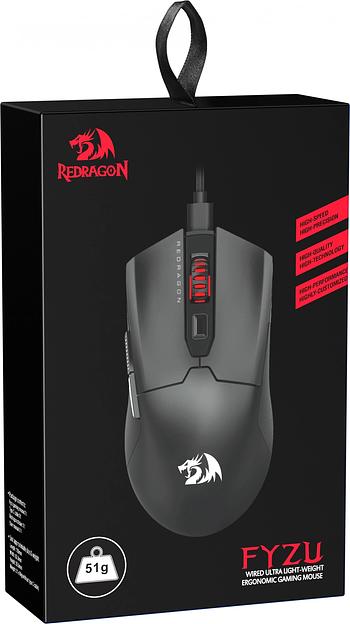 Игровая мышь REDRAGON FYZU чёрная (USB, Pixart P3395, Huano, 6 кн., 26000 Dpi, RGB подсветка) фото 9
