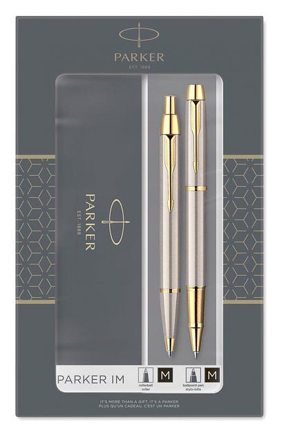 Набор ручек Parker IM Core TK223 (CW2093217) Brushed Metal GT подар.кор. ручка роллер, ручка шариковая фото 1