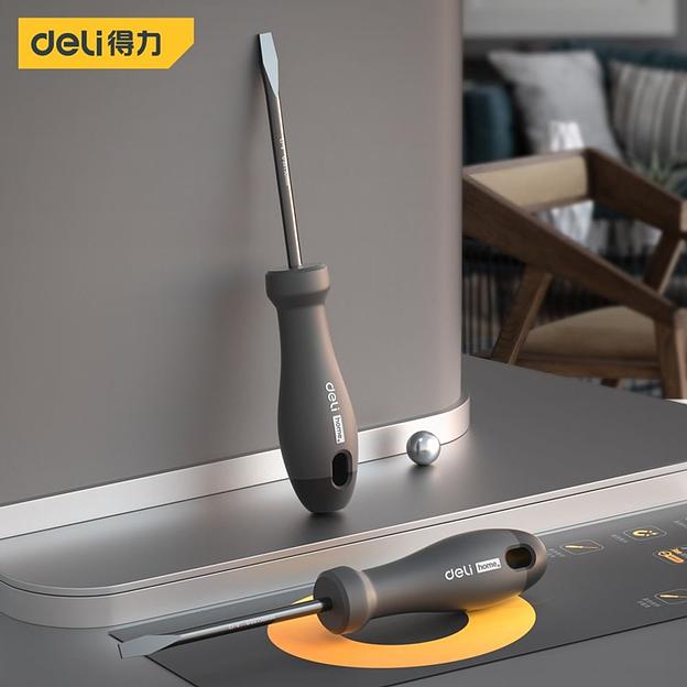 Набор отверток "Home Series Gray" Deli HT1006C 6шт SL3x75+SL5x100+SL6x150+PH0x75+PH1x100+PH2x150, эксклюзивный дизайн, рукоятка из высококачественного софттач пластика фото 8