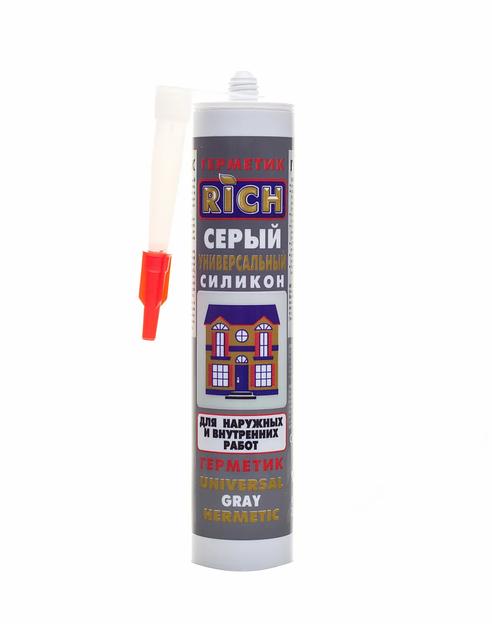 Герметик силиконовый Rich универсальный 280 мл серый фото 1