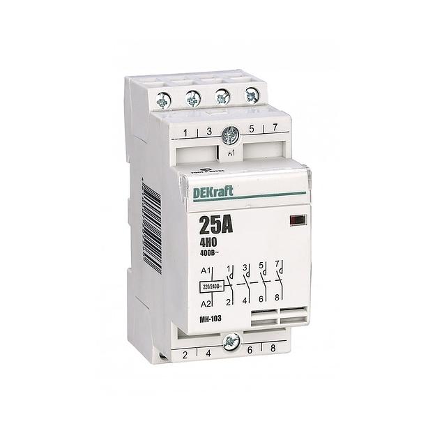 Контактор модульный DEKraft 18060DEK МК-103 4НО 20А 230В AC фото 1