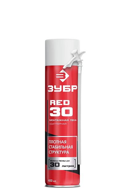 ЗУБР RED 30, 400 мл, адаптерная, всесезонная, SVS, выход до 30 л, монтажная пена (41140) фото 1