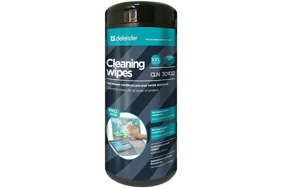 Универсальные чистящие салфетки для экранов Defender CLN 30102 Pro  в тубе 100шт 30102 фото 1