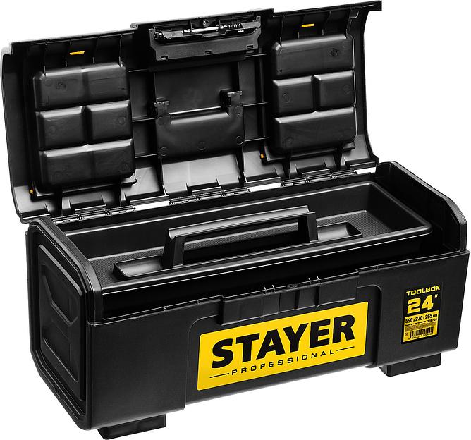 STAYER TOOLBOX-24, 590 х 270 х 255, пластиковый ящик для инструментов, Professional (38167-24) фото 2