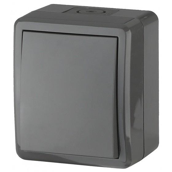 Эра Б0020674 11-1403-03 Переключатель IP54, 10АХ-250В, ОУ, Эра Эксперт, серый фото 1