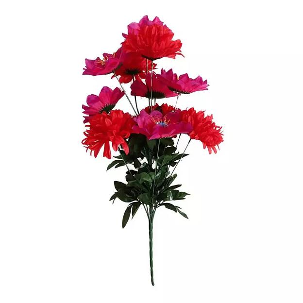 Букет георгинов с хризантемами 13 голов (2 вида 8+5) 82см 006-637+684 фото 2