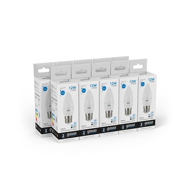 Лампа Gauss Elementary Свеча 12W 950lm 6500K E27 LED 1/10/100 фото 4