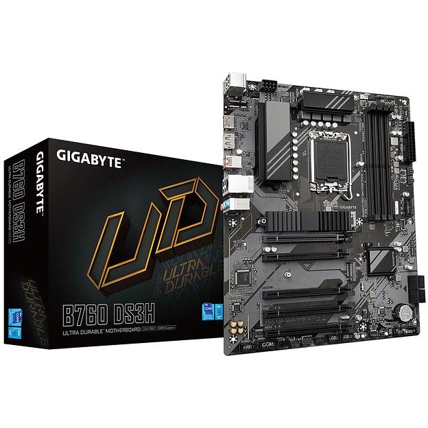 Материнская плата GIGABYTE B760 DS3H, LGA1700, B760, 4*DDR5, DP+HDMI, 4 SATA 6 Гб/с, M2, Audio, Gb LAN, USB 3.2, USB 2.0, Type-C, COM*1 port, ATX (B760 DS3H) фото 1