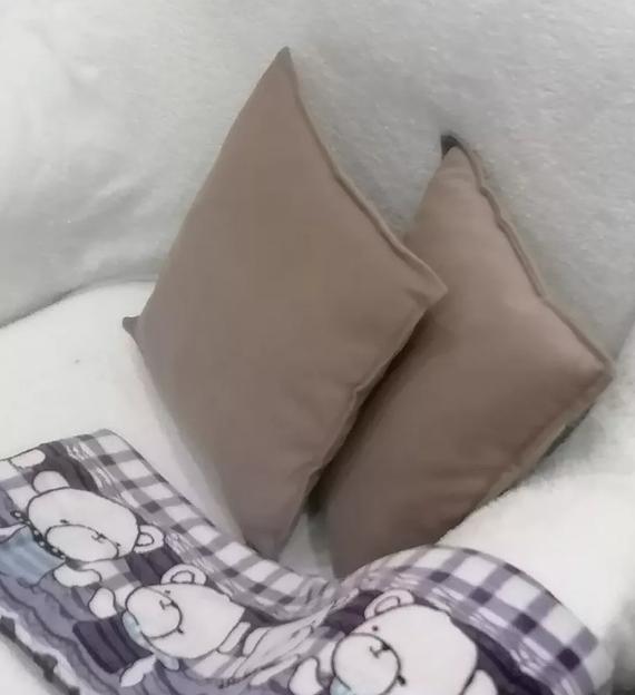 Декоративная подушка на диван 2 шт бежевый цвет ОПТ фото 4