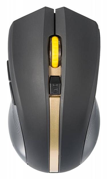 Мышь Оклик 495MW черный/золотистый оптическая (1600dpi) беспроводная USB (6but) фото 3