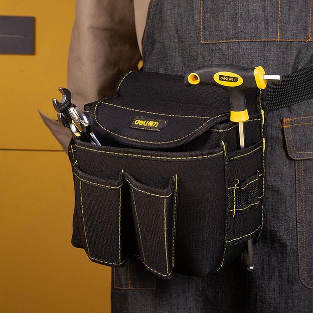 Ящики, сумки для инструментов Deli Поясная сумка монтажника Deli DL-P4 220 x 200 x 140мм, 6 карманов, ткань Оксфорд 600D фото 8