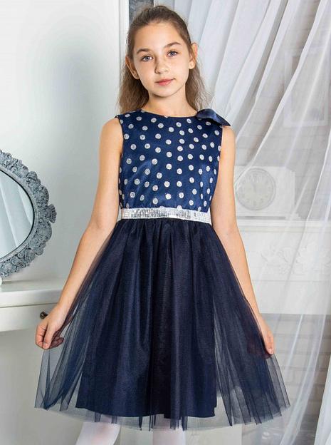 Платье для девочки Энди праздничное, тёмно-синее, 21-196_2 опт фото 1
