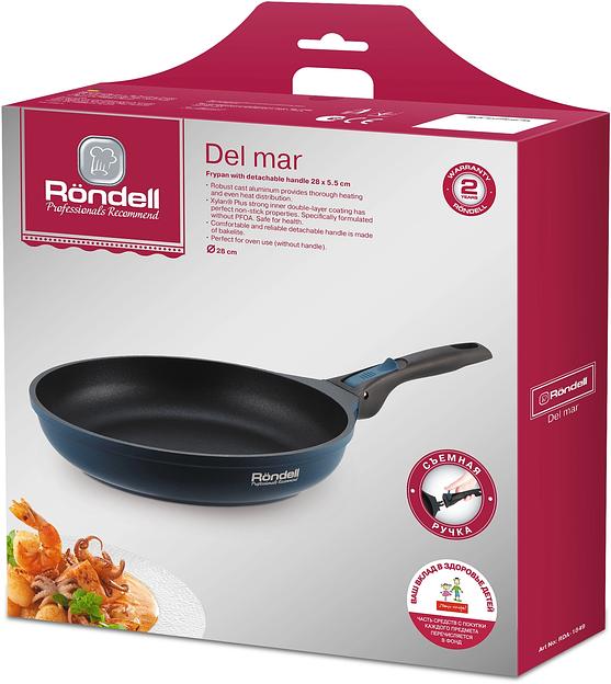 Сковорода Rondell Del mar RDA-1849 круглая 28см покрытие: Xylan Plus ручка съемная (без крышки) синий фото 6