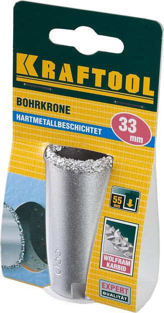 KRAFTOOL 33 мм, L 55 мм, карбид вольфрама, коронка кольцевая (33401-33) фото 2