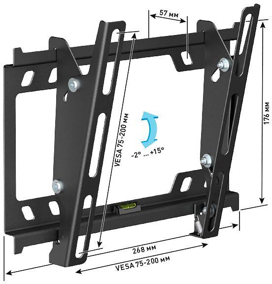 Кронштейн для телевизора Holder T2627-B черный 22"-40" макс.25кг настенный наклон фото 6