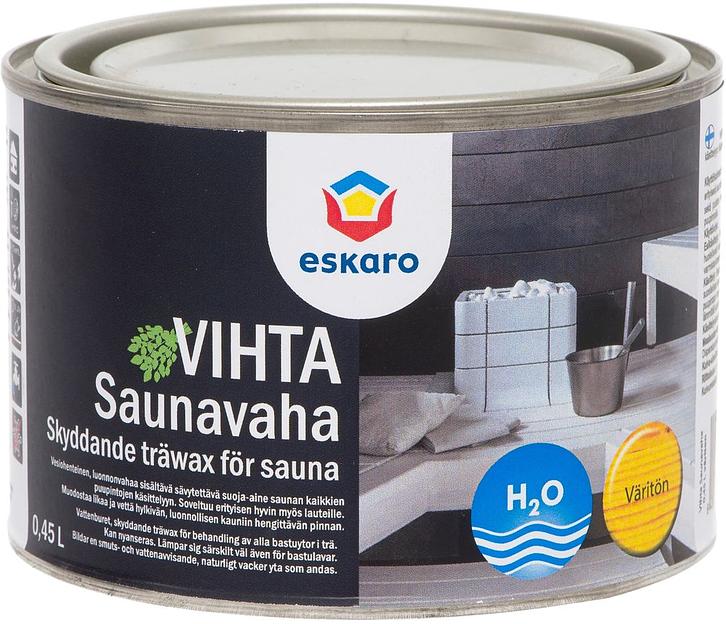 Декоративно-защитное средство для деревянных банных поверхностей "Eskaro Saunavaha Vihta" б/цв 0,45л фото 1
