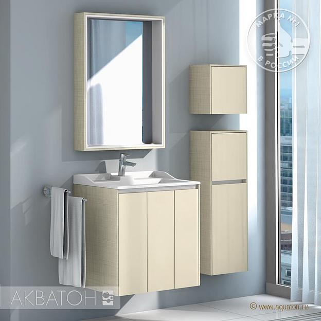 Шкаф подвесной АКВАТОН ФАБИА белый/выбеленное дерево фото 1