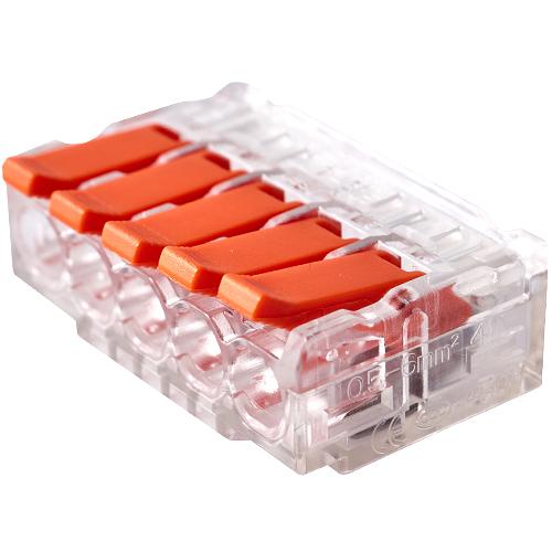 Клемма соединительная 5-контактная Elеctrodeel ED 230-615-b6, сечение 0,5-6,0 мм2, 41А/450В (упаковка 6 штук) фото 1