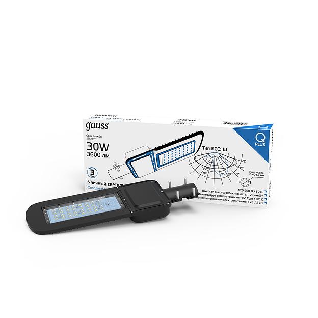 Светильник светодиодный уличный консольный LED ДКУ 50 Вт 6000 Лм 5000К IP65 120-260 В КСС Ш 370х145х45 мм Qplus Gauss Gauss 629535350 фото 2