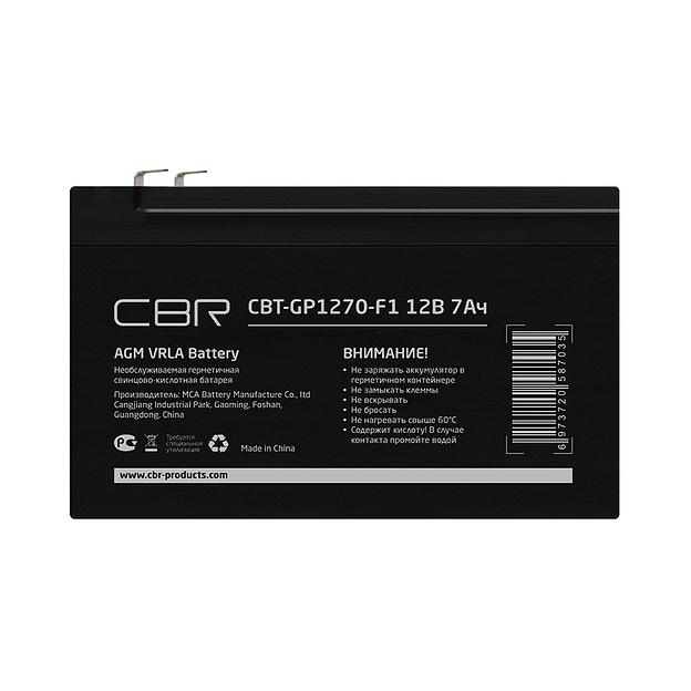 CBR Аккумуляторная VRLA батарея CBT-GP1270-F1 (12В 7Ач), клеммы F1 фото 1