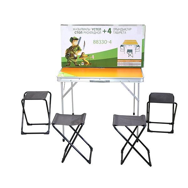 Стол туристический раскладной с 4 табуретами Green Way оранжевый/графит фото 6