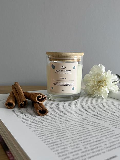 Свеча 190 мл, бамбуковая крышка с уплотнителем, кокосовый воск фото 2