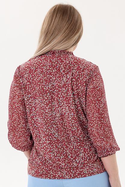 Блузка женская  7015-23/03/Красная терракота, белый  фото 2
