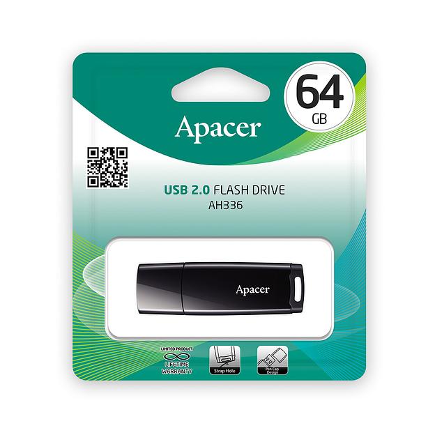 USB Флэш Apacer AH336 AP64GAH336B-1 64GB USB 2.0 Чёрный фото 2